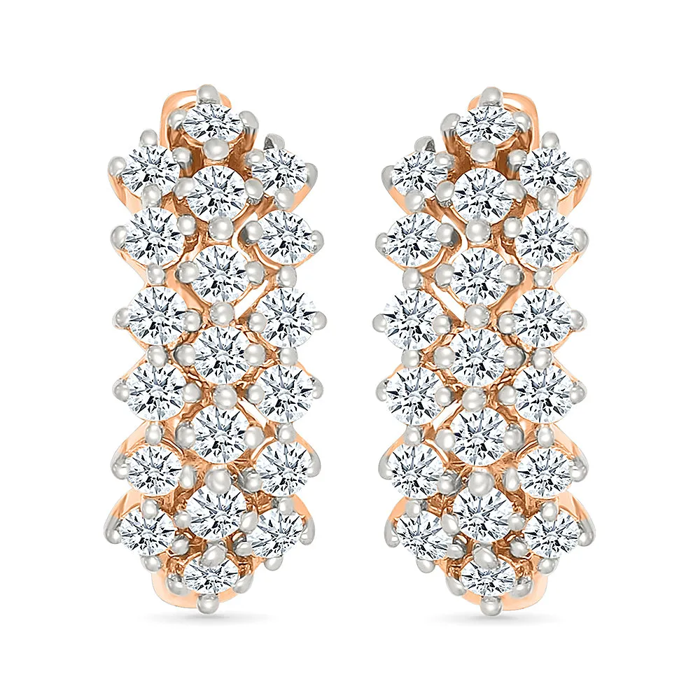 Web Cross Over  Gold & Diamond Earrings