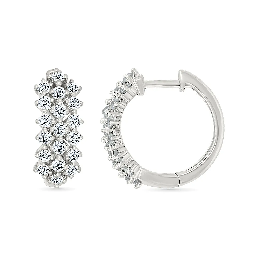 Web Cross Over  Gold & Diamond Earrings
