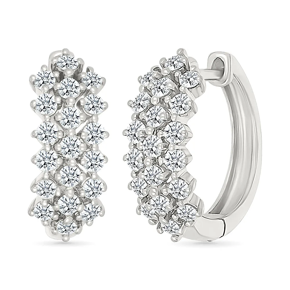 Web Cross Over  Gold & Diamond Earrings