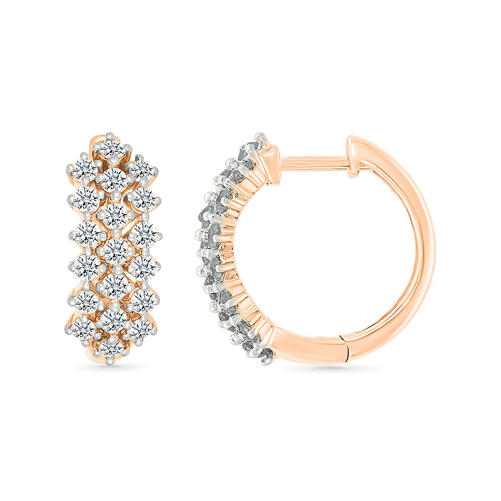 Web Cross Over  Gold & Diamond Earrings