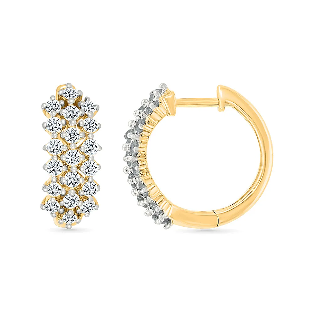 Web Cross Over  Gold & Diamond Earrings