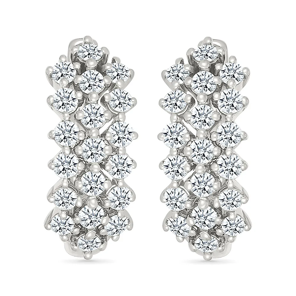 Web Cross Over  Gold & Diamond Earrings