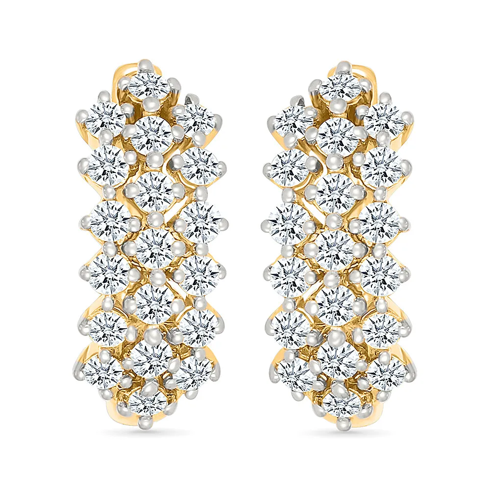 Web Cross Over  Gold & Diamond Earrings
