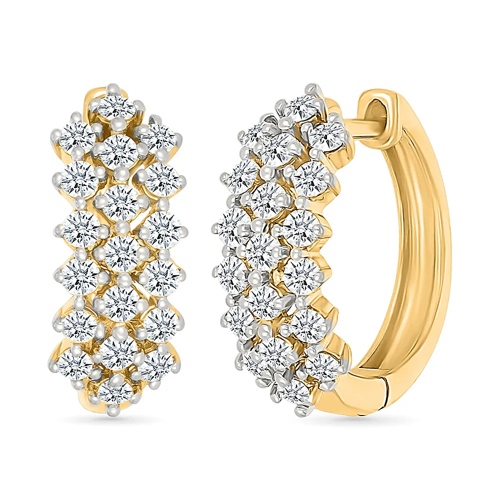Web Cross Over  Gold & Diamond Earrings