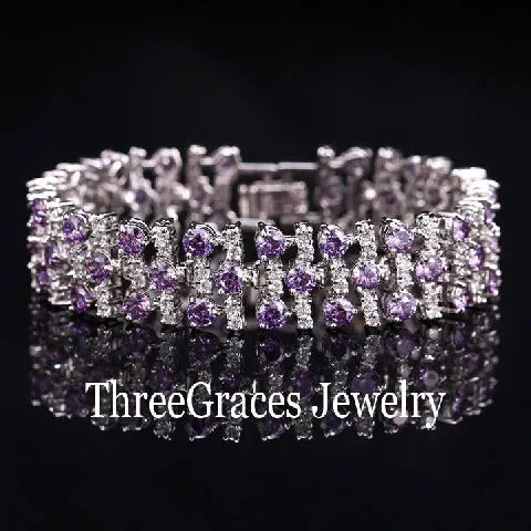 White Gold Color Luxury Crystal Stone Big Bracelets Bangles For Women