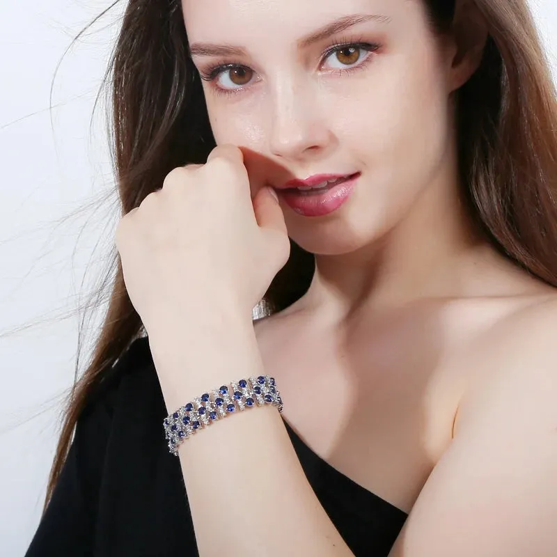 White Gold Color Luxury Crystal Stone Big Bracelets Bangles For Women